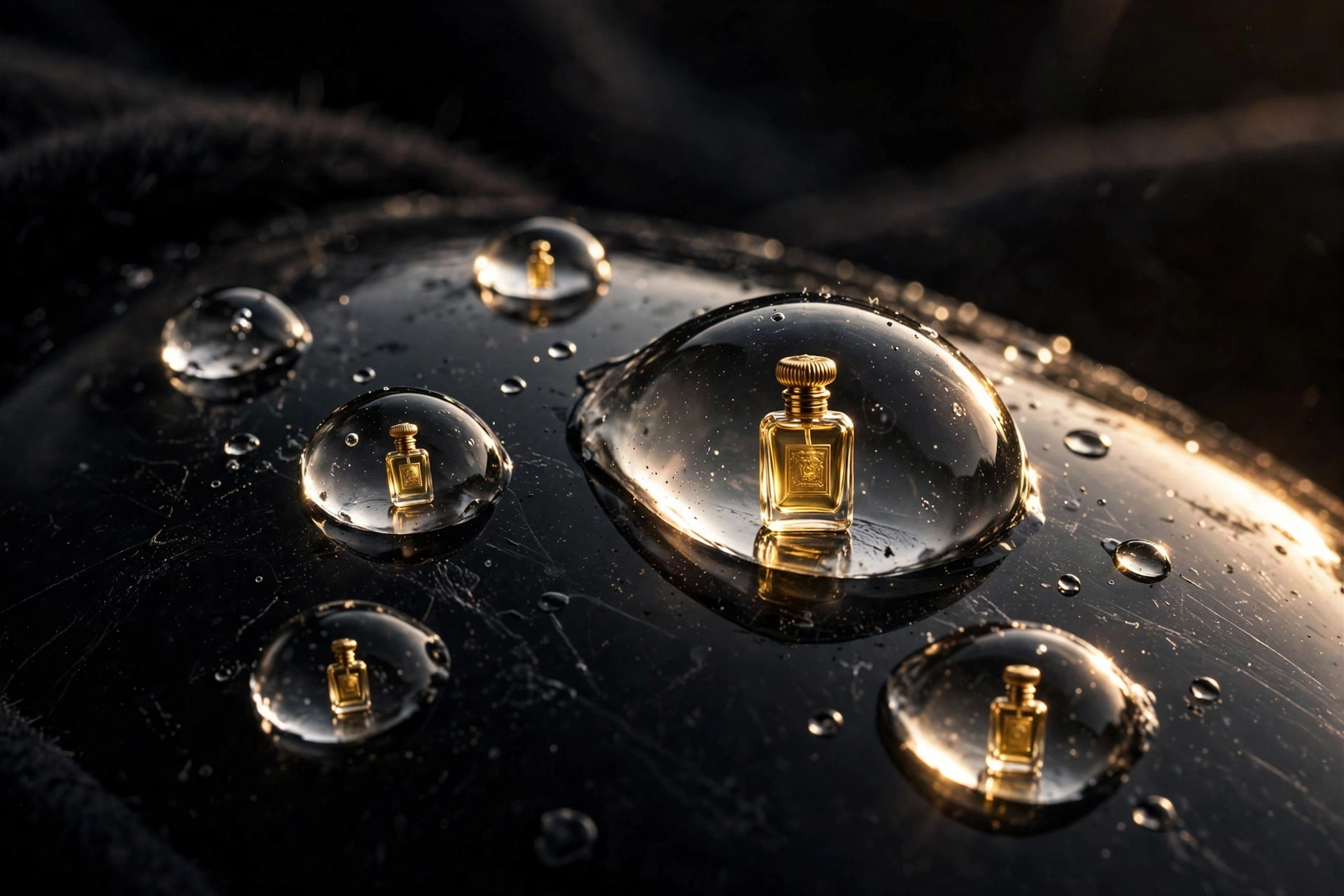 Water on black glass