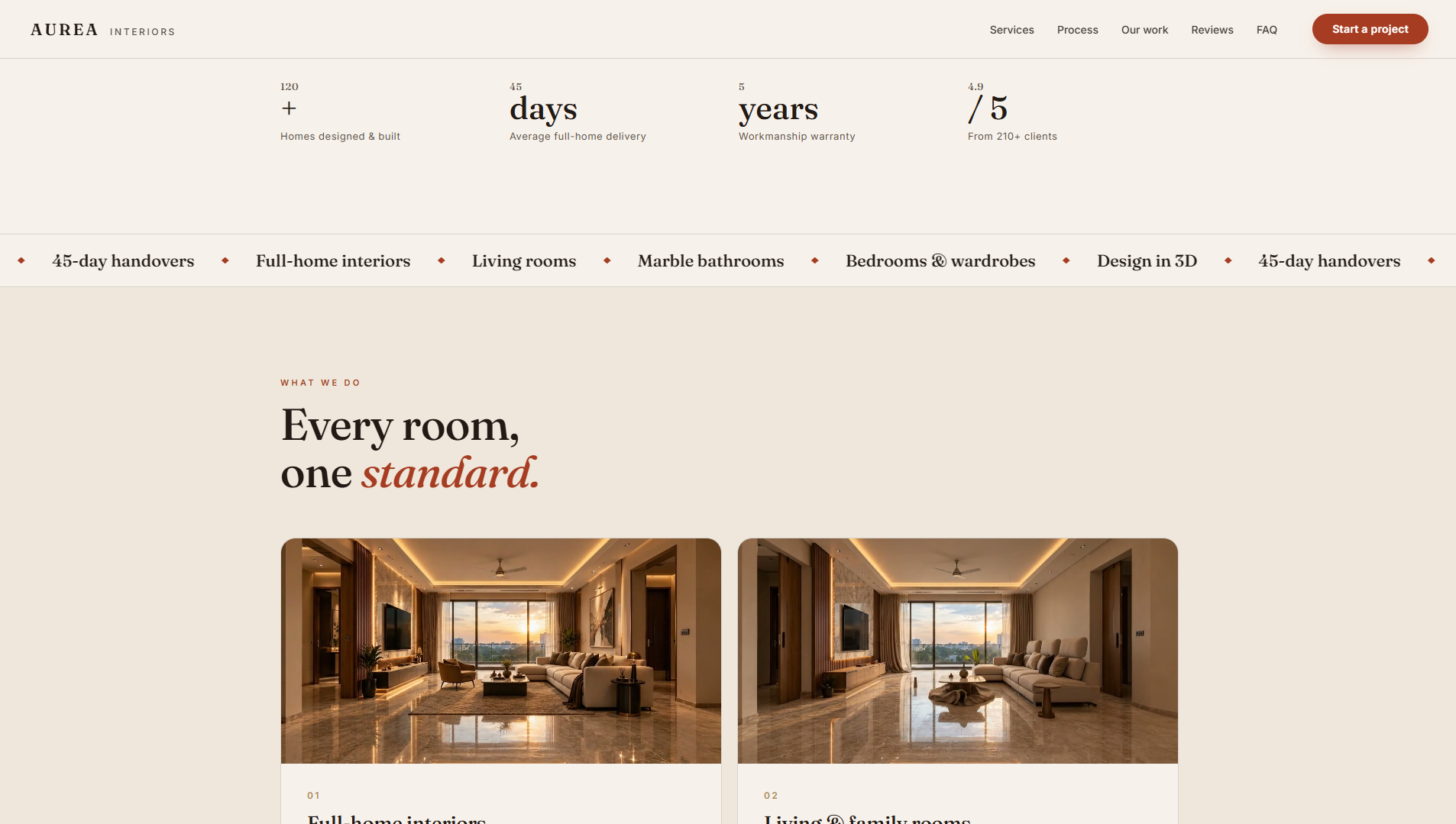 AUREA — Interiors Website screenshot 2