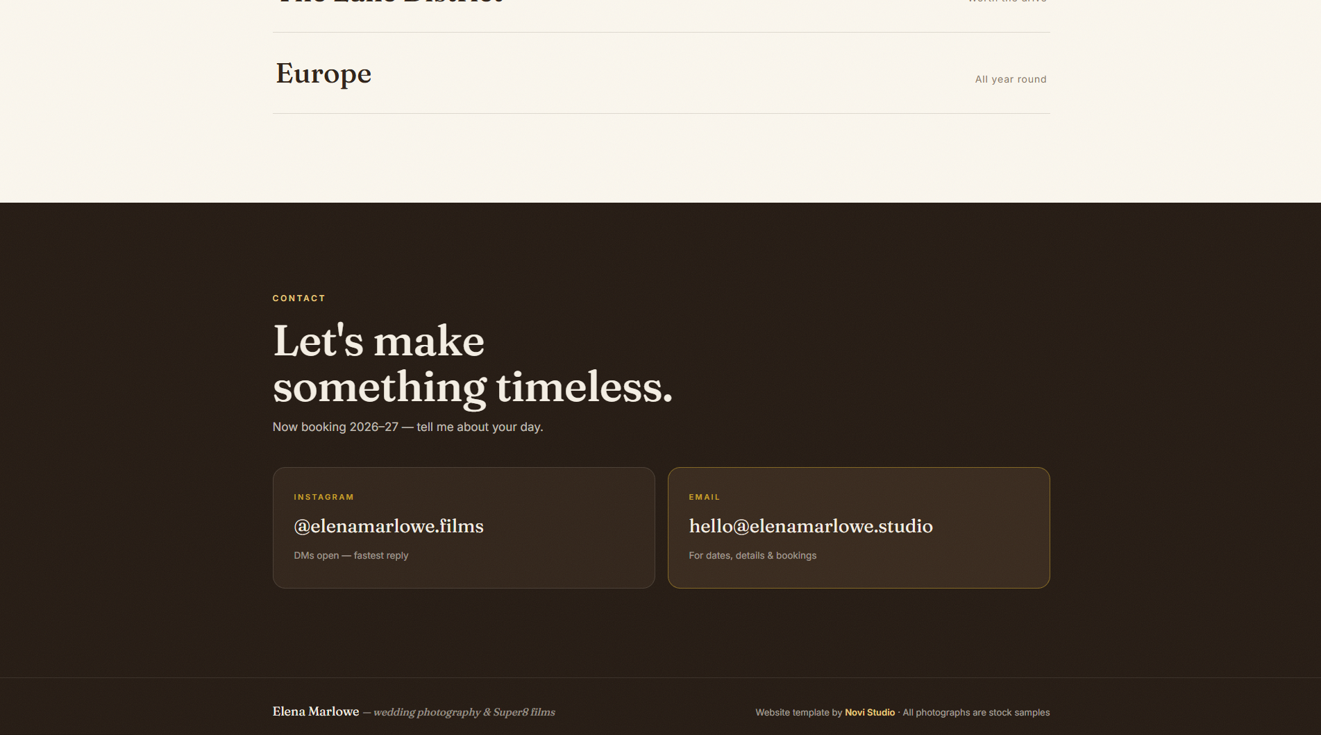 Elena Marlowe — Photography Website screenshot 4