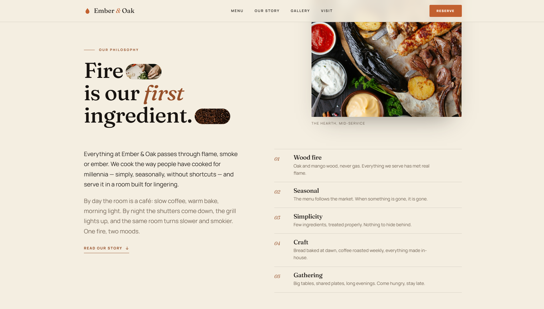 Ember & Oak — Restaurant Website preview