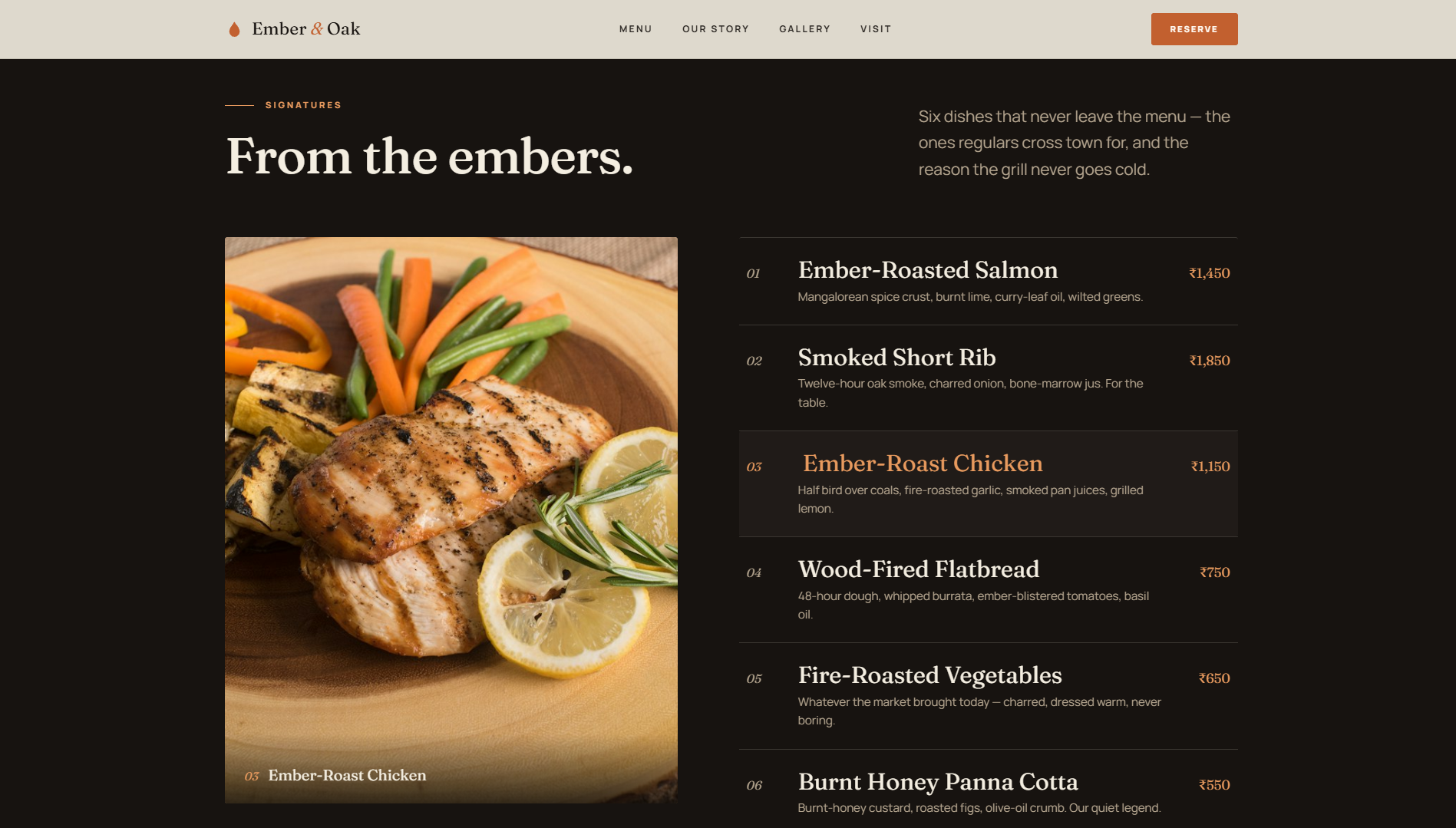 Ember & Oak — Restaurant Website screenshot 2